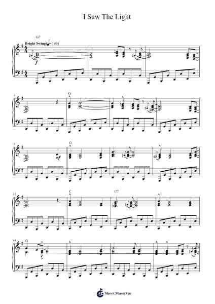 I Saw The Light Sheet Music by Hank Williams-Arr.Urkuk Joneswat