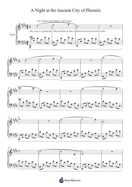 A Night at the Ancient City of Phoenix Sheet Music by y_a_amatuer_pianist-Arr.Hedvogt