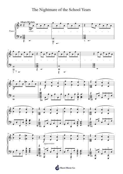 The Nightmare of the School Years Sheet Music by Mao Hamamoto-Arr.Evejob