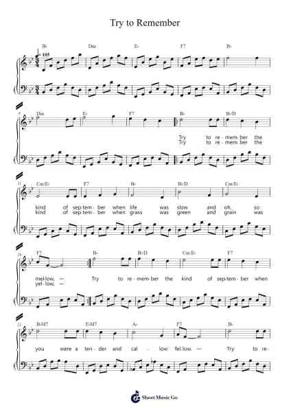 Try to Remember Sheet Music by H. Schmidt/T. Jones-Arr.Babphy