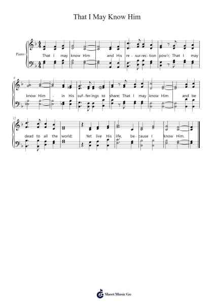 That I May Know Him Sheet Music by Joshua Hill-Arr.Ninah