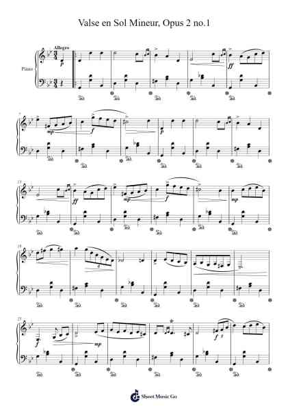 Valse in G Minor, Op. 2 No. 1 Sheet Music by Jonathan Rondeau-Arr.Totience Queesom