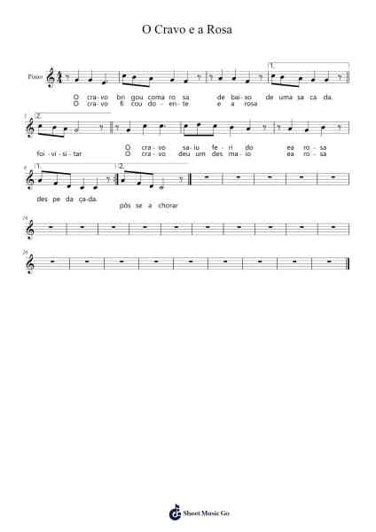 O Cravo e a Rosa Sheet Music by Mansmy Minster-Arr.Derkyle