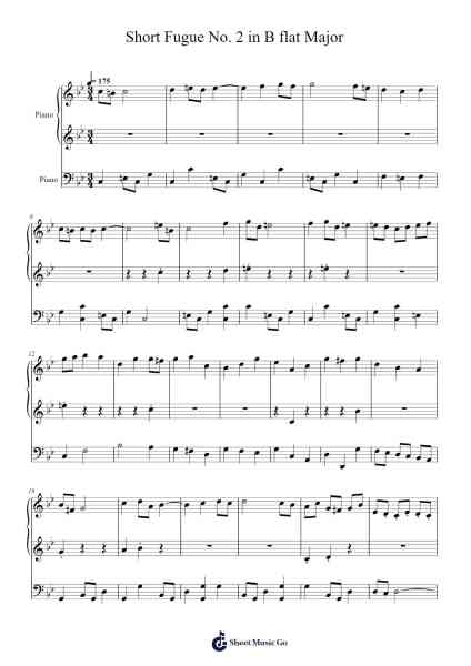 Short Fugue No. 2 in B flat Major Sheet Music by rawoskialbwrt-Arr.Louisen Jusine