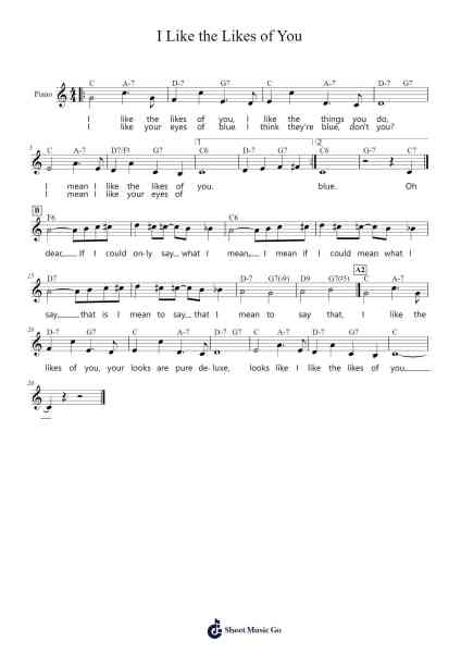 I Like the Likes of You Sheet Music by Vernon Duke-Arr.Eipsgold Maudman