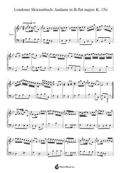 Londoner Skizzenbuch: Andante in B-flat Major, K. 15ii Sheet Music by Wolfgang Amadeus Mozart-Arr.Haleale Quildy