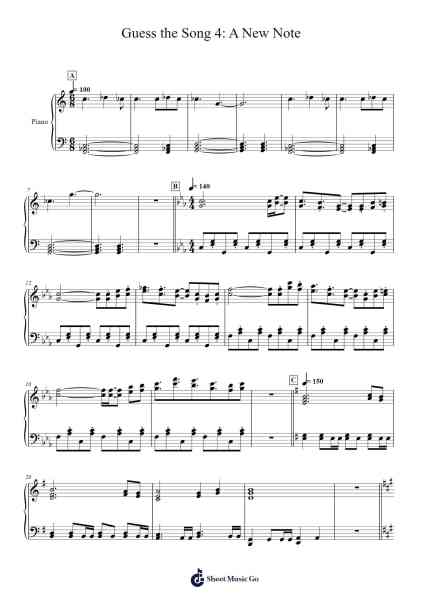 Guess the Song 4: A New Note Sheet Music by many-Arr.Popgram Migcky