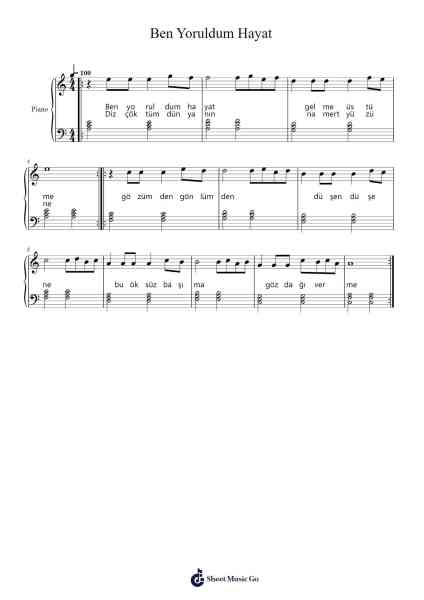 Ben Yoruldum Hayat Sheet Music by DrDriver-Arr.Beerthune