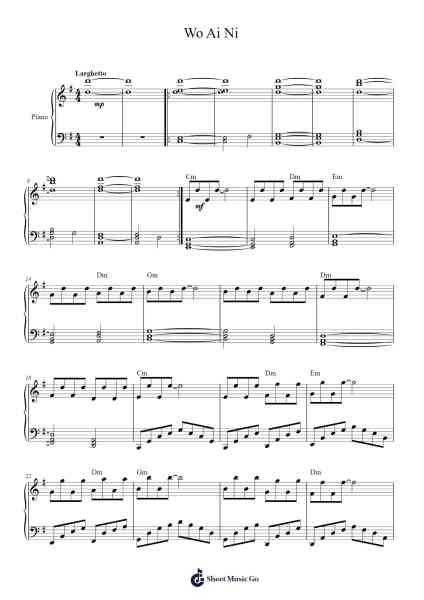 Wo Ai Ni Sheet Music by Mac Quayle-Arr.Watblack Jackcoln