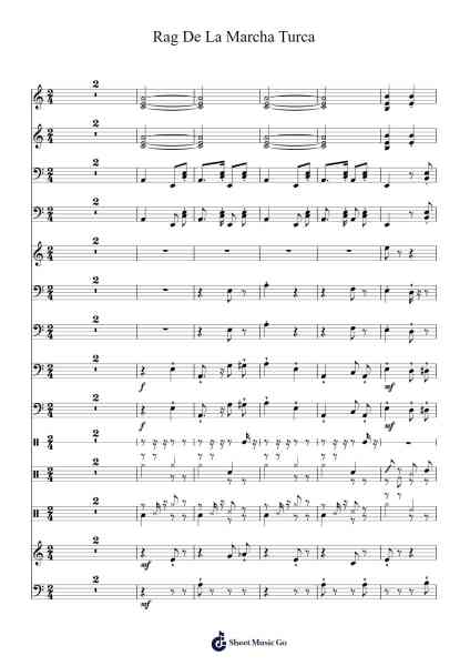 Rag De La Marcha Turca Sheet Music by Wolfgang Amadeus Mozart-Arr.Cliffcam Whbill