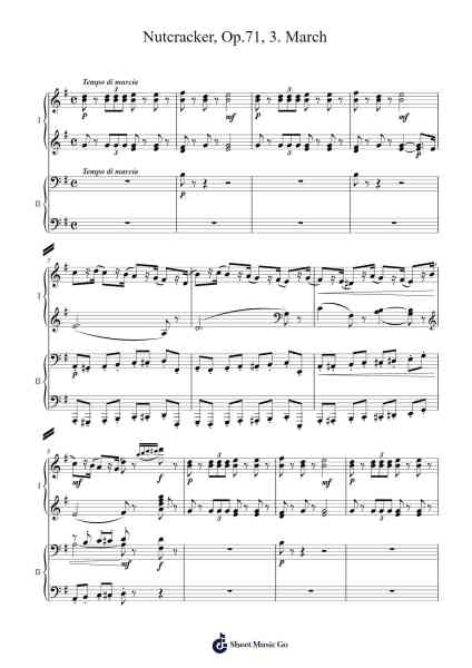 The Nutcracker, Op. 71: Act I, No.2 March Sheet Music by Pyotr Ilyich Tchaikovsky-Arr.Muthia Upsay