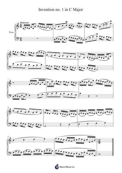 Invention No. 1 in C Major, BWV 772 Sheet Music by Johann Sebastian Bach-Arr.Brookecher Nicksie