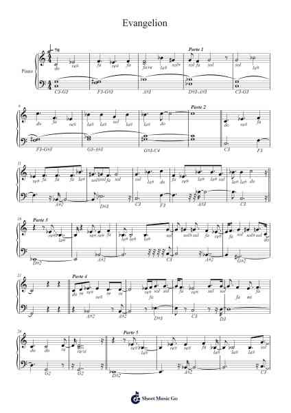 Evangelion Sheet Music by intextilesmer-Arr.Cookjoe