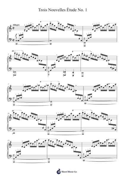 Trois Nouvelles Études, No. 1 in F Minor Sheet Music by Frédéric Chopin-Arr.Kelniell Bircer