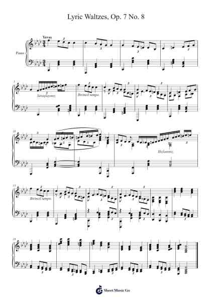 Lyric Waltzes, Op. 7 No. 8 Sheet Music by Yağız Arslan-Arr.Rareade Zoelotte