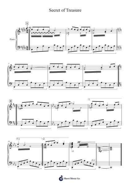 Secret of Treasure Sheet Music by Nobuo Uematsu-Arr.Phylpeg Bradning