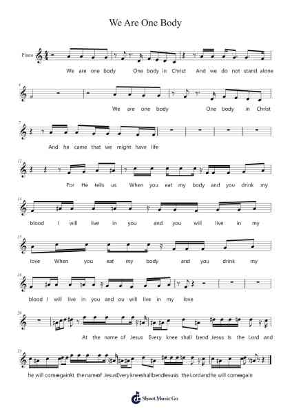 We Are One Body Sheet Music by -Arr.Blajeames Yulewood