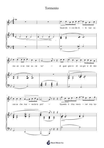 Tormento Sheet Music by Francesco Paolo Tosti-Arr.Freetein