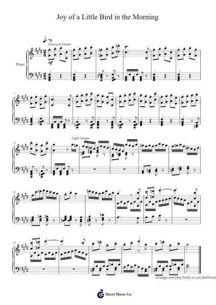 Joy of a Little Bird in the Morning Sheet Music by Toursbur-Arr.Dwightbright