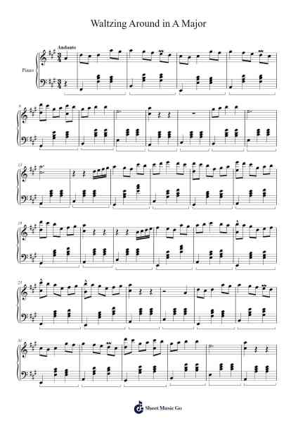 Waltzing Around in A Major Sheet Music by Trong David The Diep-Arr.Yedpont