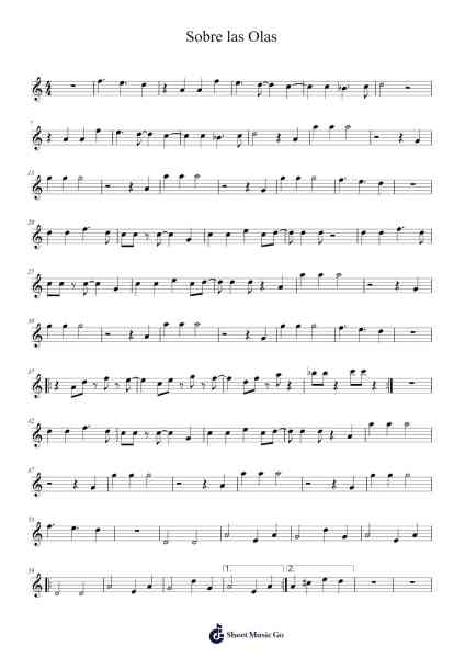 Sobre las Olas Sheet Music by Unknown author-Arr.Dolamb Strafay