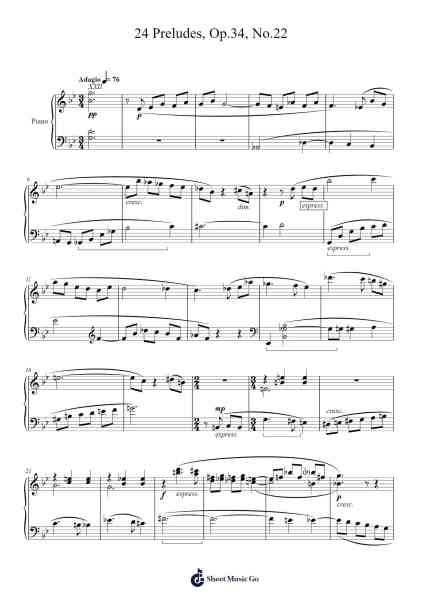 24 Preludes, Op. 34, No. 22 in G Minor Sheet Music by Dmitri Shostakovich-Arr.Cliffcam Whbill
