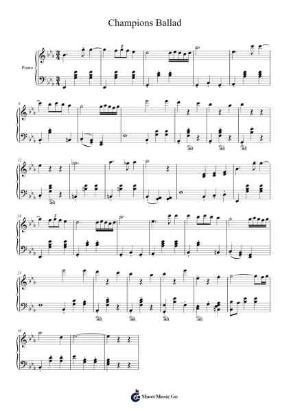 Champions Ballad Sheet Music by Koji Kondo-Arr.Raemen