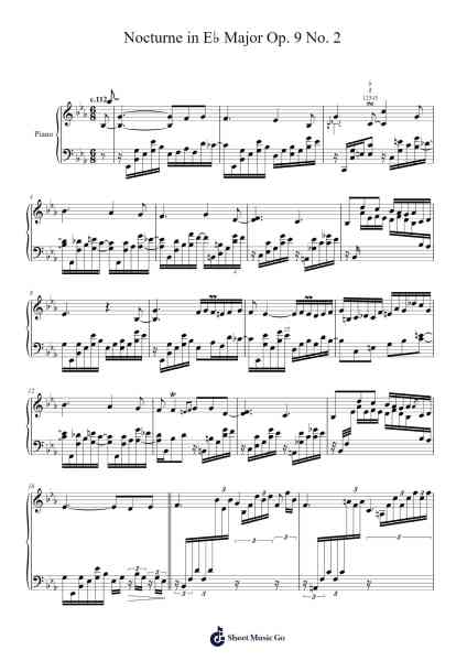 Nocturne in E♭ Major, Op. 9 No. 2 "for the left hand alone" Sheet Music by Frédéric Chopin-Arr.Zoetricia Smedsibyl