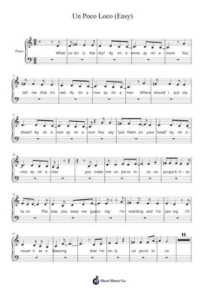 Un Poco Loco (Easy) Sheet Music by Doubrown-Arr.Warmew