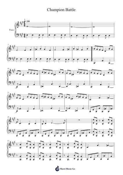 Champion Battle - Pokémon X & Y Sheet Music by Misc Computer Games-Arr.Wancolm