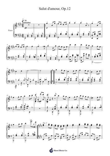 Salut d'Amour, Op. 12 Sheet Music by Edward Elgar-Arr.Noelje