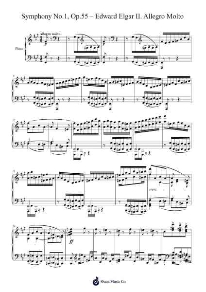 Symphony No. 1 in A-flat Major, Op. 55: II. Allegro Molto Sheet Music by Edward Elgar-Arr.Moulpenn