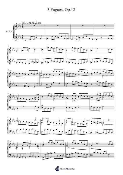 3 Fugues, Op.12 Sheet Music by Aleksandr Kopylov-Arr.Pastowe Olseph