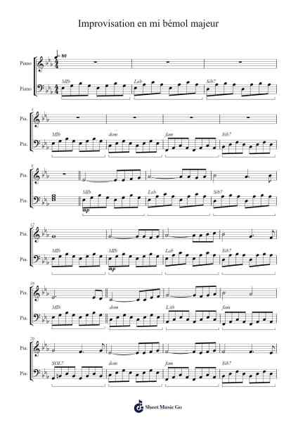 Improvisation en mi bémol majeur Sheet Music by Losnow Stiltian-Arr.Wordcox Maxjack
