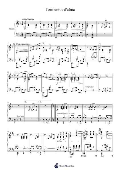 Tormentos d'alma Sheet Music by Antero A. de Campos-Arr.Poundrett Lonlon