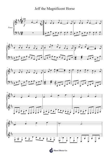 Jeff the Magnificent Horse Sheet Music by Chamcarr Cherbard-Arr.Hickstodd Joycedrich