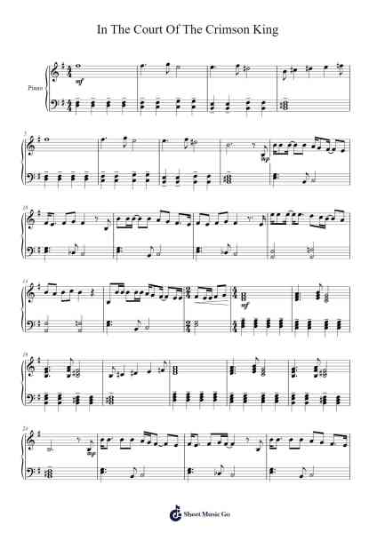 In the Court of the Crimson King Sheet Music by King Crimson-Arr.Faitheva Carite