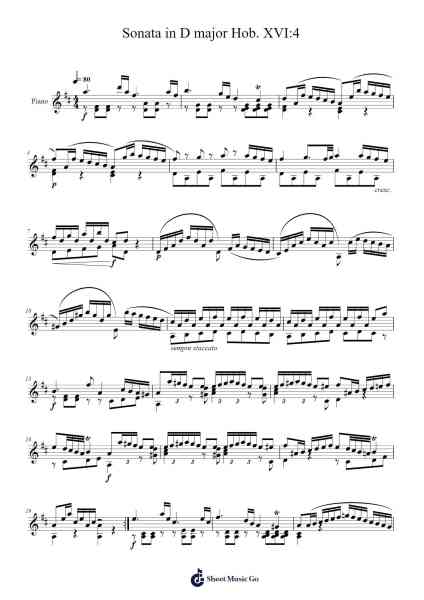 Sonata in D Major, Hob. XVI:4 Sheet Music by Joseph Haydn-Arr.Oglet Kitcke