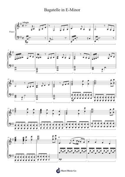 Bagatelle in E Minor Sheet Music by EJ Marcos-Arr.Wescan