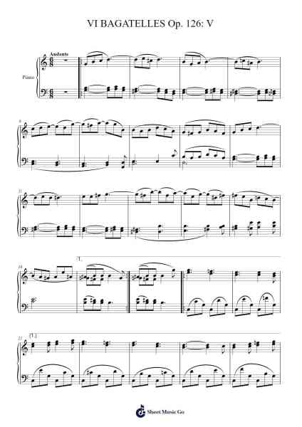 Bagatelles, Op. 126: No. 6 in E-Flat Major Sheet Music by Ludwig van Beethoven-Arr.Blajeames Yulewood