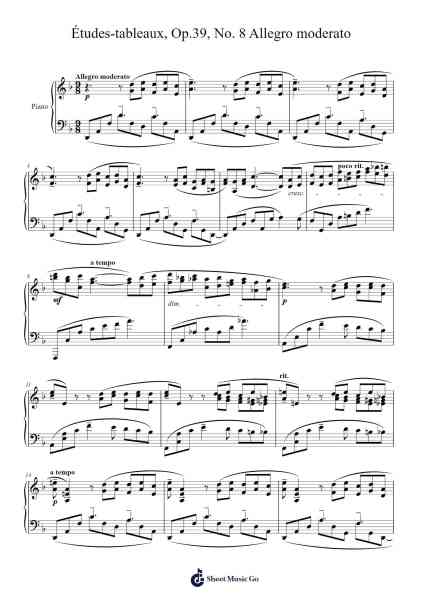 Études-tableaux, Op. 39, No. 8 in D Minor, Allegro moderato Sheet Music by Sergei Rachmaninoff-Arr.Hoonell Norusk
