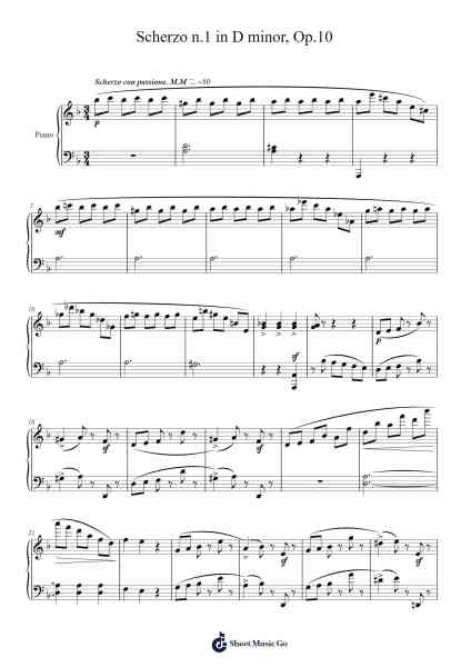 Scherzo No. 1 in D Minor, Op. 10 Sheet Music by Clara Schumann-Arr.Hifaithe Fojames