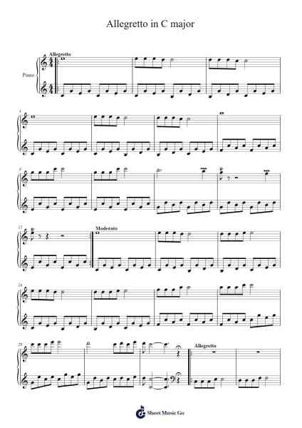 Allegretto in C major Sheet Music by E. N. Berințan-Arr.Thomgreg