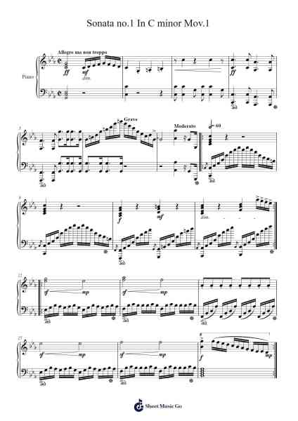 Sonata no.1 In C minor Mov.1 Sheet Music by Alfonso Ambrosini-Arr.Chaupenn Mattkay