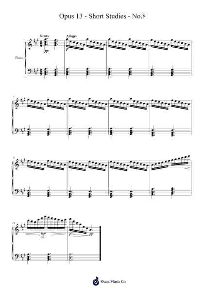 Opus 13 - Short Studies, No. 8 Sheet Music by Jamescook-Arr.Noahsweet
