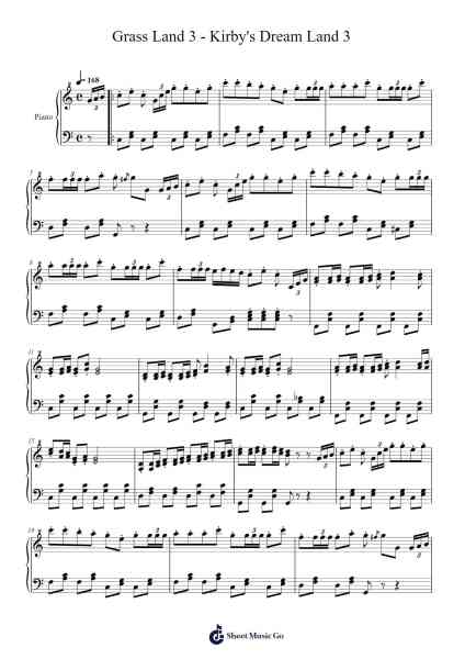 Grass Land 3 - Kirby's Dream Land 3 Sheet Music by Jun Ishikawa-Arr.Fredcamp Viomia