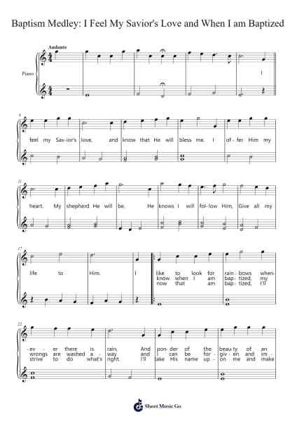 Baptism Medley: I Feel My Savior's Love and When I am Baptized Sheet Music by K Newell Dayley/Nita Milner-Arr.Junegia Wato