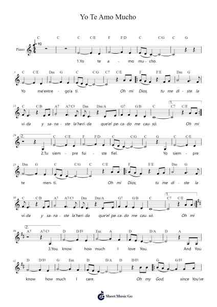 Yo Te Amo Mucho Sheet Music by Traditional-Arr.Dysaul Beaze