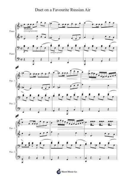 Duet on a Favourite Russian Air 樂譜由 John Field - 編曲 Dwightlitt