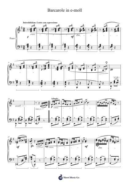 Barcarole in E Minor Sheet Music by Felix Maier-Arr.Lizly Hojo